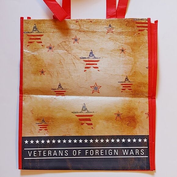 Veterans of Foreign Wars Reusable Grocery Bag Tote Patriotic American Flag Star - Picture 4 of 5